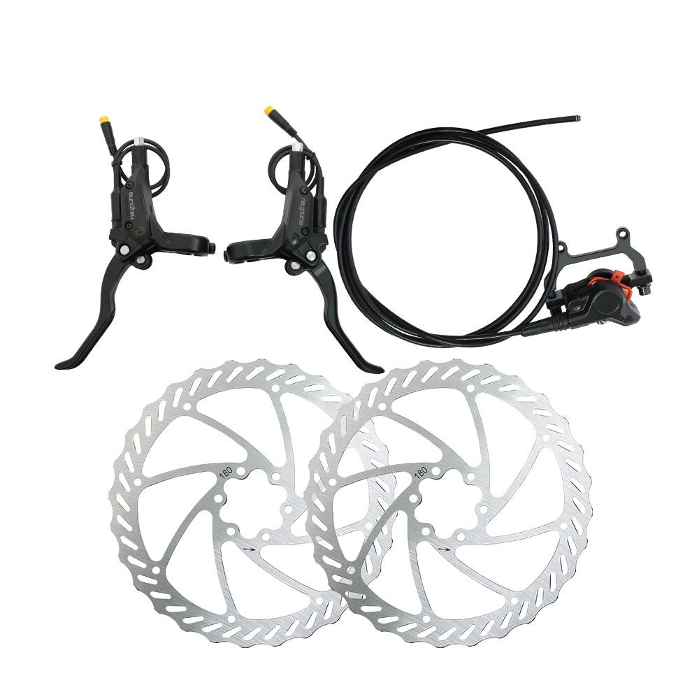 EUNORAU 2-Piston Hydraulic Disc Brake Sensor Set with 180MM Brake Rotors for BBS/ENA motor kits&eBike Upgrade