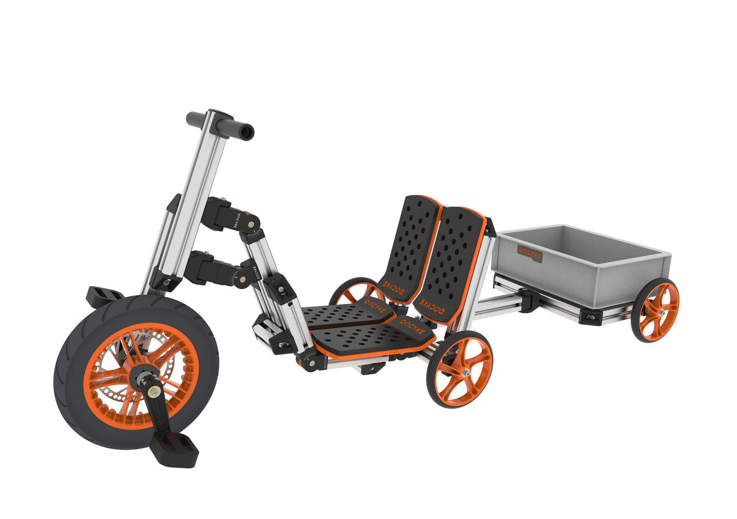 20-in-1 Buildable Kids Go-Kart & Ride-On Vehicle Kit (Ages 1–8) – Orange | Modular Bike, Scooter & Kart System