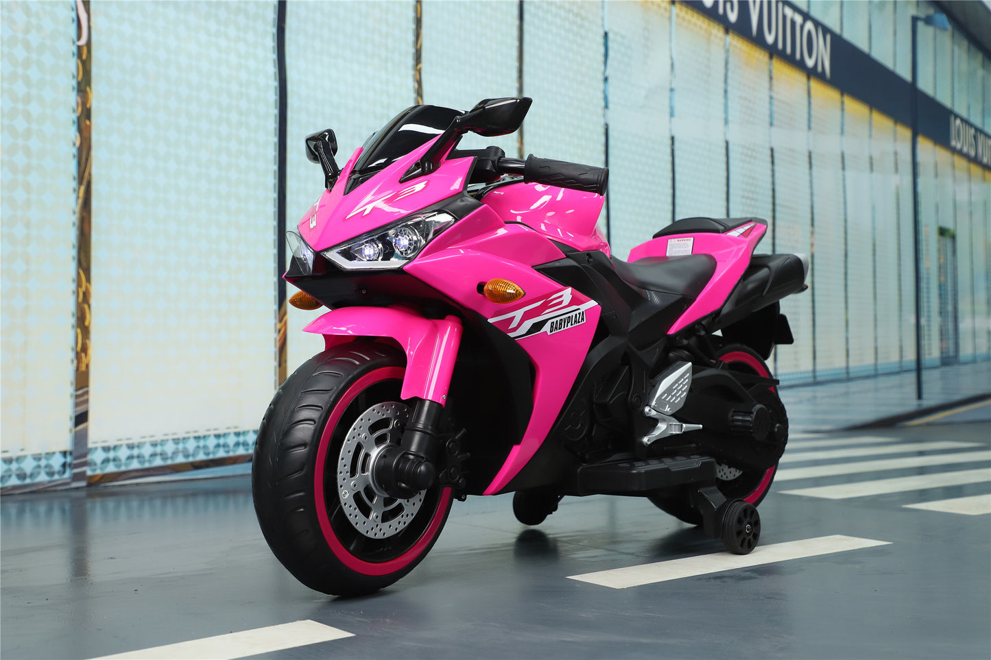 Tamco™ 12V Kids Electric Motorcycle Ride-On (Ages 3–8) – Pink | Light-Up Wheels, Music & Training Wheels