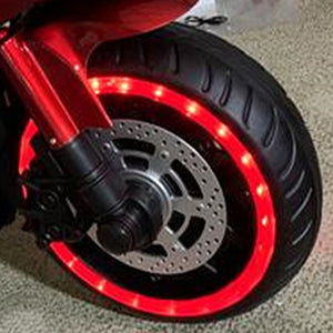 12V Kids Electric Motorcycle Ride-On (Ages 3–6) – Red | Light-Up Wheels, Music & Training Wheels