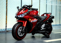 Thumbnail for 12V Kids Electric Motorcycle Ride-On (Ages 3–6) – Red | Light-Up Wheels, Music & Training Wheels