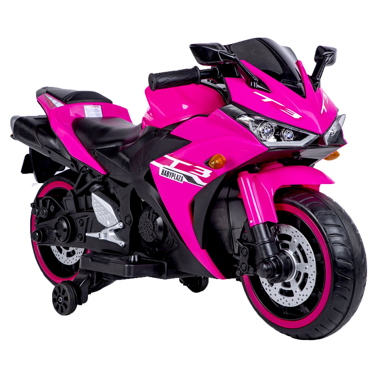 Tamco™ 12V Kids Electric Motorcycle Ride-On (Ages 3–8) – Pink | Light-Up Wheels, Music & Training Wheels
