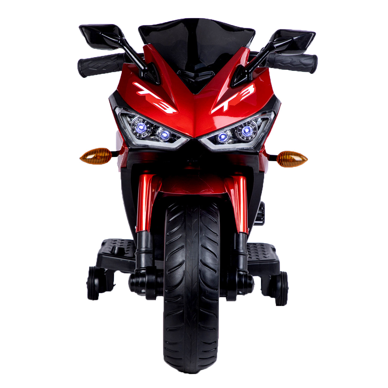12V Kids Electric Motorcycle Ride-On (Ages 3–6) – Red | Light-Up Wheels, Music & Training Wheels