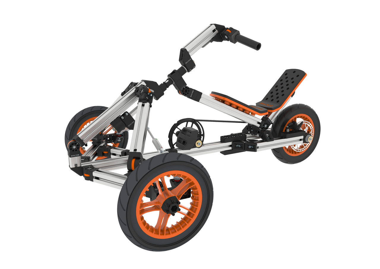 20-in-1 Buildable Kids Go-Kart & Ride-On Vehicle Kit (Ages 1–8) – Orange | Modular Bike, Scooter & Kart System
