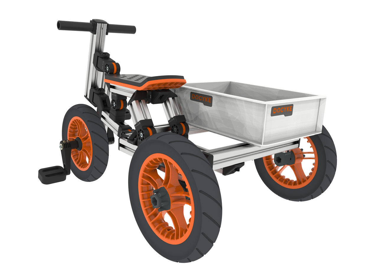 20-in-1 Buildable Kids Go-Kart & Ride-On Vehicle Kit (Ages 1–8) – Orange | Modular Bike, Scooter & Kart System