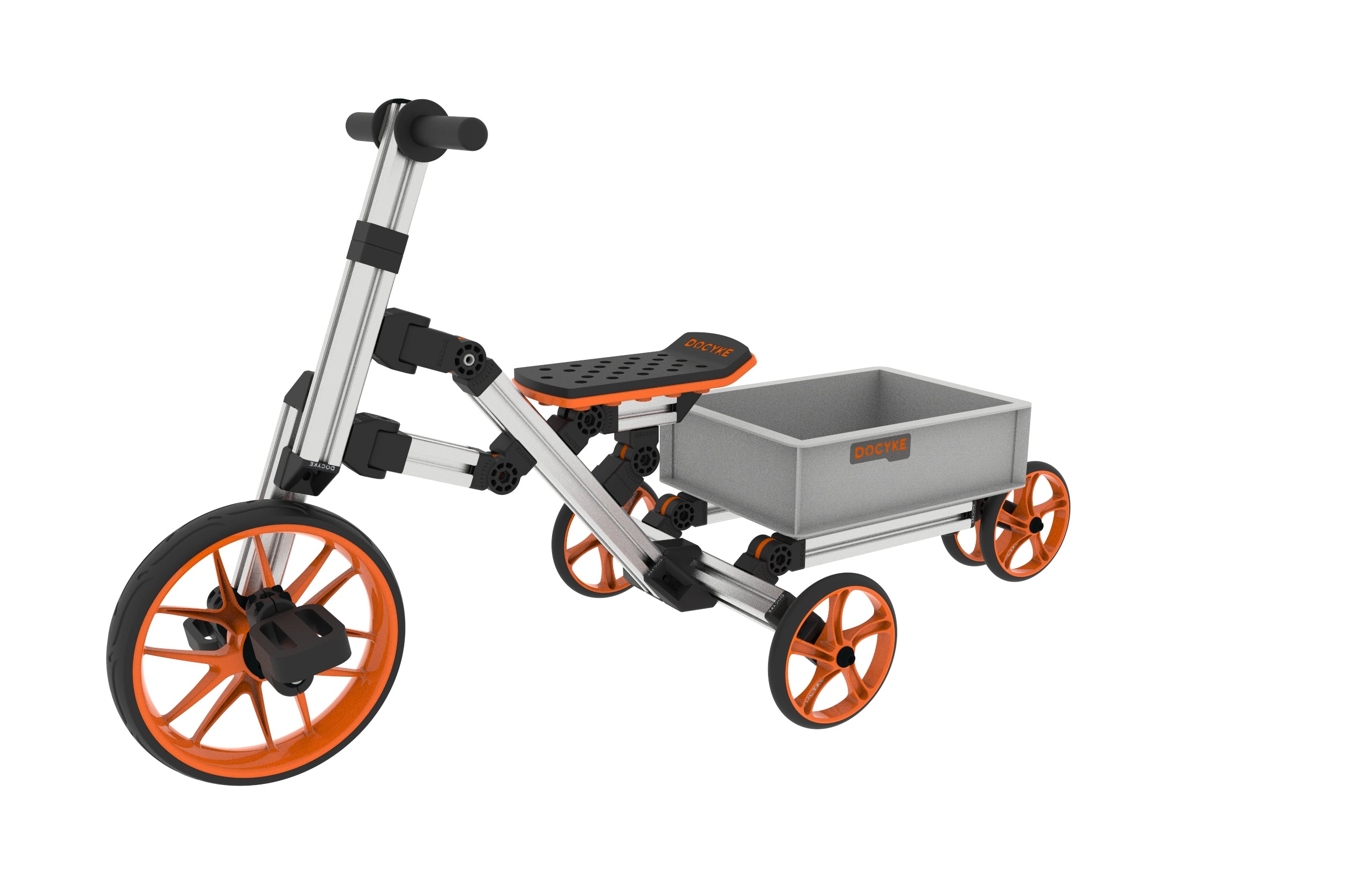 20-in-1 Buildable Kids Go-Kart & Ride-On Vehicle Kit (Ages 1–8) – Orange | Modular Bike, Scooter & Kart System