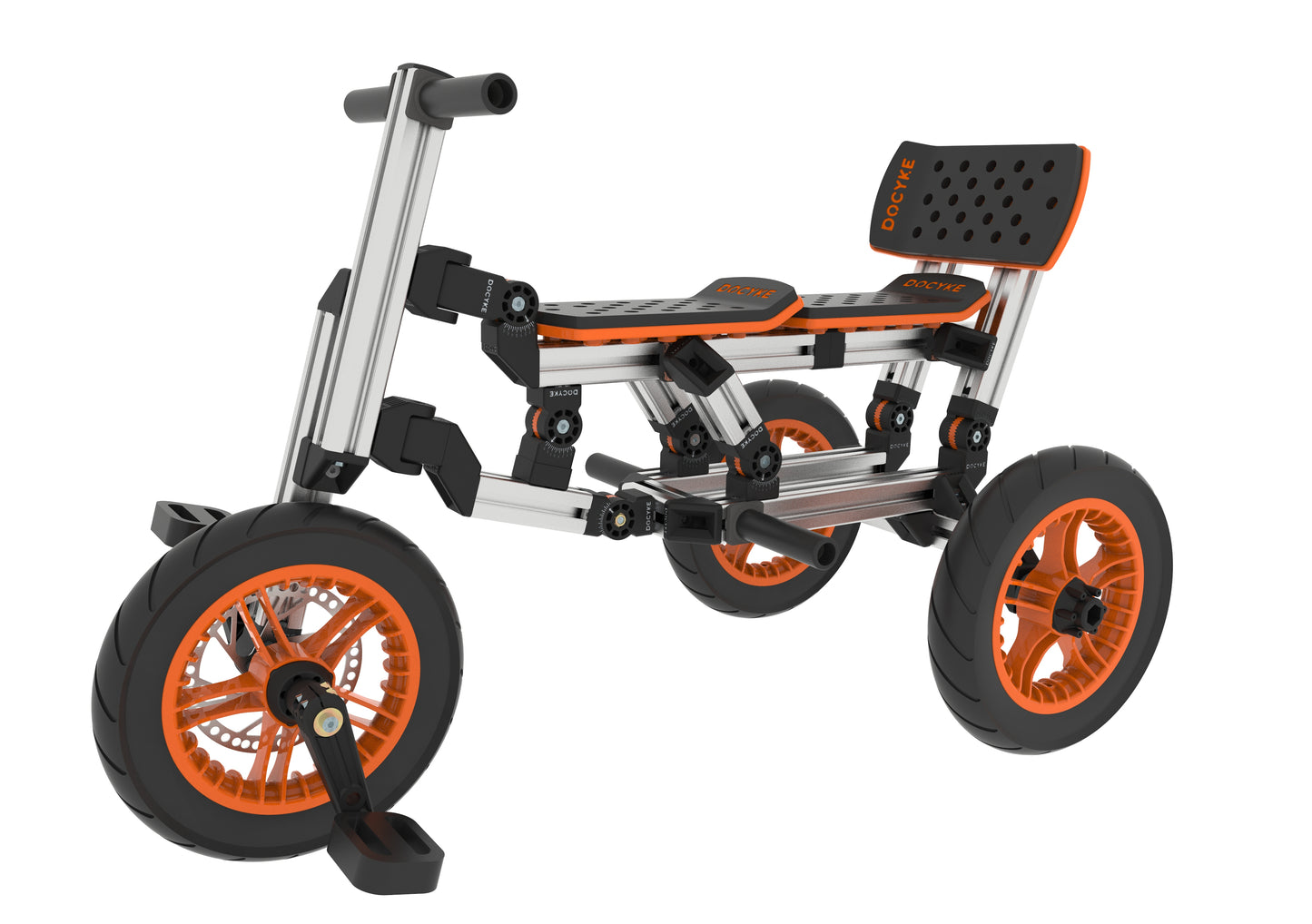 20-in-1 Buildable Kids Go-Kart & Ride-On Vehicle Kit (Ages 1–8) – Orange | Modular Bike, Scooter & Kart System