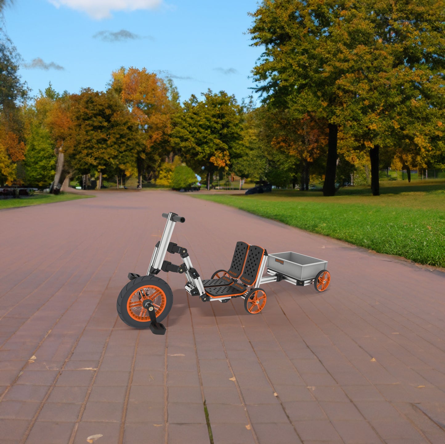 20-in-1 Buildable Kids Go-Kart & Ride-On Vehicle Kit (Ages 1–8) – Orange | Modular Bike, Scooter & Kart System