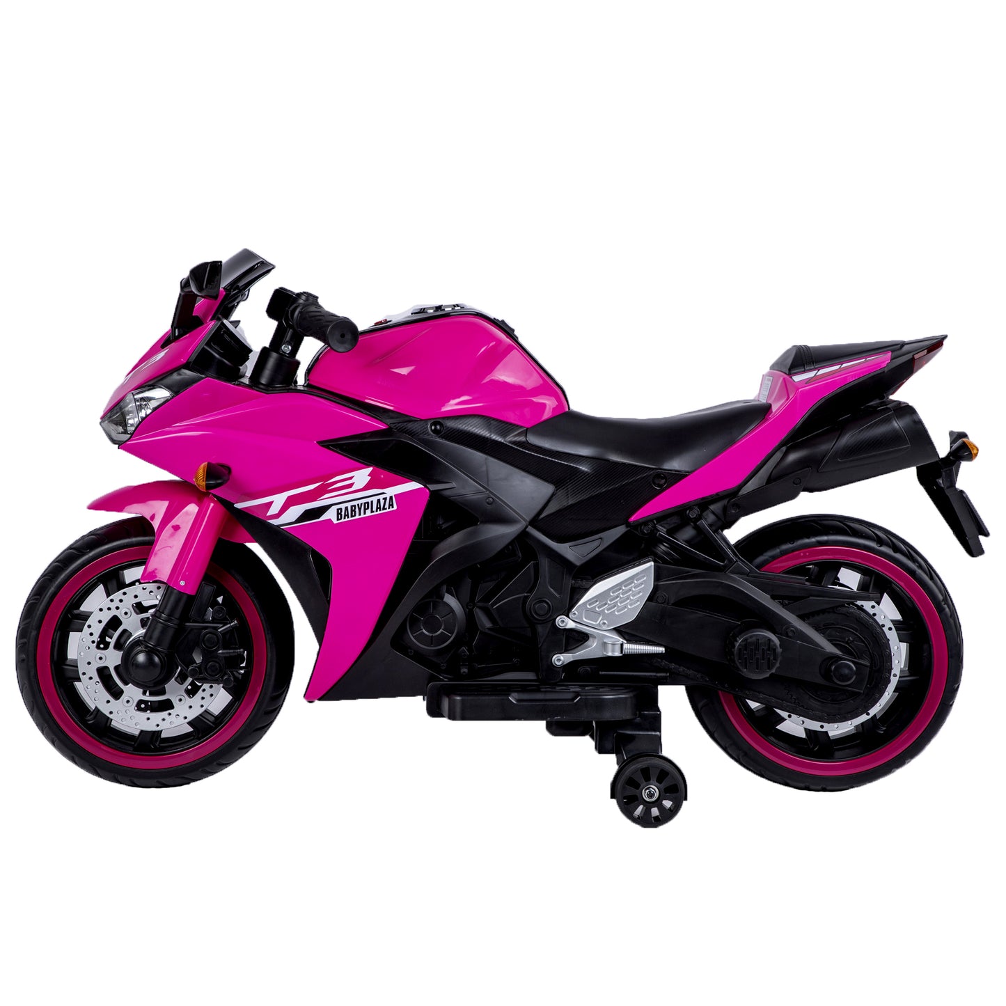 Tamco™ 12V Kids Electric Motorcycle Ride-On (Ages 3–8) – Pink | Light-Up Wheels, Music & Training Wheels
