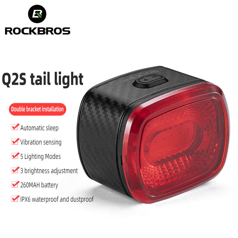 ROCKBROS Q2S Smart Bike Tail Light – Brake Sensing & USB-C