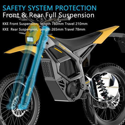 Freego UL 53MPH Electric Dirt Bike N5 Mid-Drive Motor 72V/40AH/8000W Electric Motorcycle Bike 380N.m Fast Charging Off-Road Bike