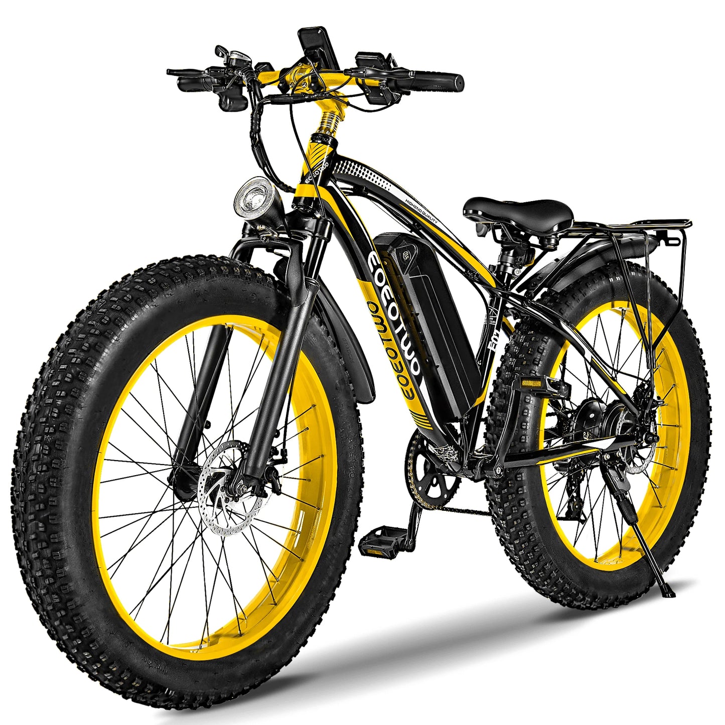 E01 Electric Bike 26x4 Fat Tire 48V 15Ah Battery Front Suspension 400 lb Capacity Aluminum Frame UL 2849 Certified