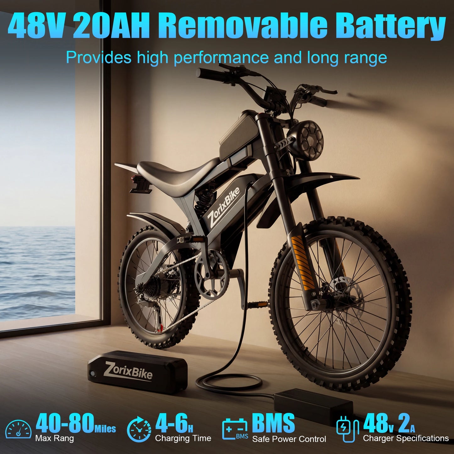 ZorixBike R8 Pro Electric Bike 3000W Motor 48V 20Ah Battery 20x4 Fat Tire 7-Speed All Terrain E-Bike