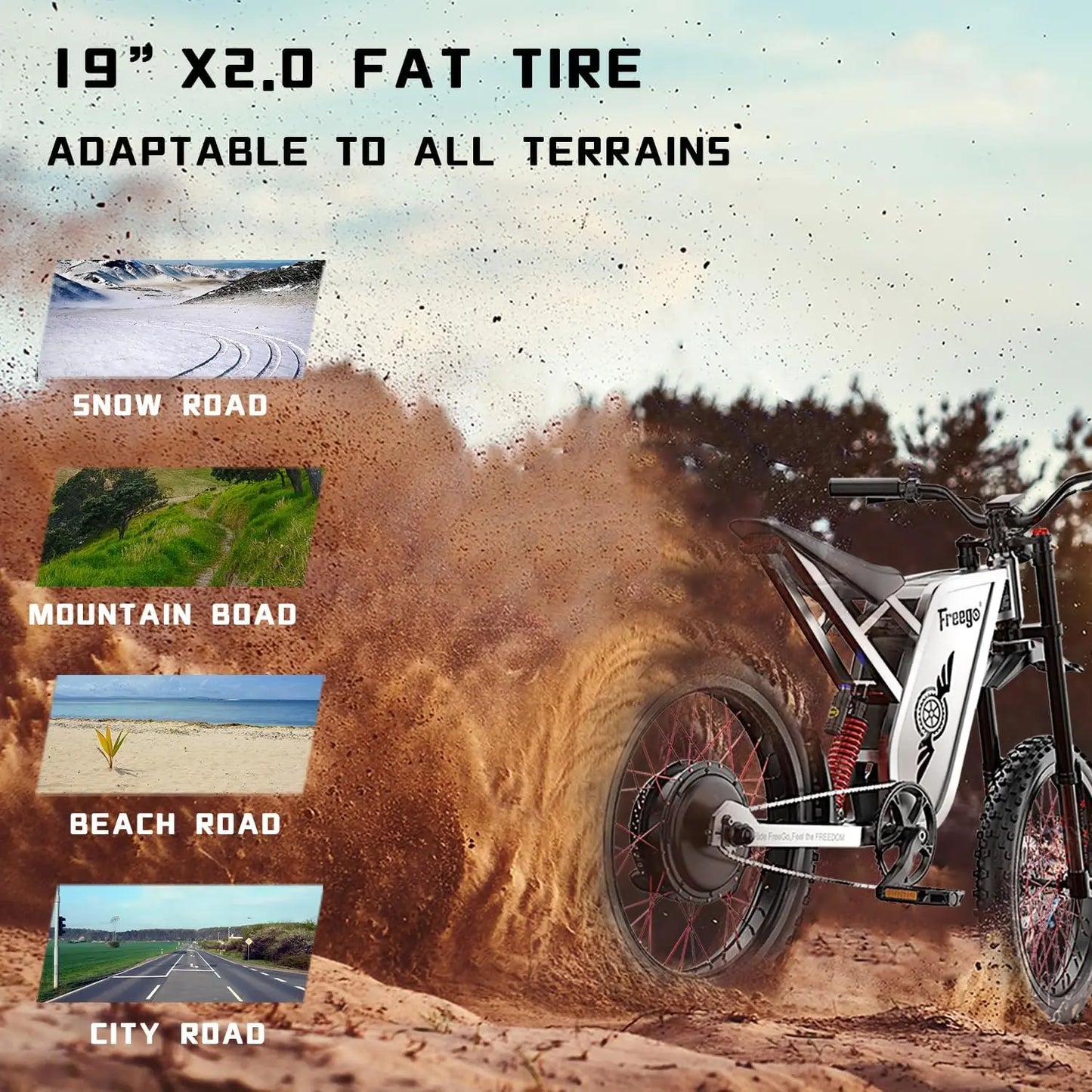 Electric Dirt Bike X2 Pro Electric Motorcycle 6000W(Peak) Motor 1800wh Battery 7 Speed 50MPH Off Road Electric Bicycle