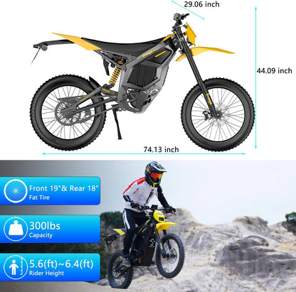 Freego UL 53MPH Electric Dirt Bike N5 Mid-Drive Motor 72V/40AH/8000W Electric Motorcycle Bike 380N.m Fast Charging Off-Road Bike