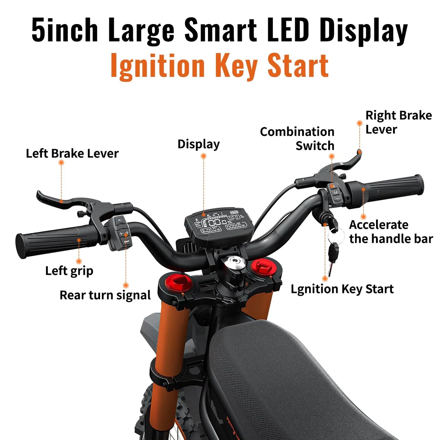 Zesty GT54 Electric Dirt Bike 2000W Motor 60V 25Ah 40 MPH Off-Road Hydraulic Suspension Motorcycle Tires Key Ignition 2-Year Warranty