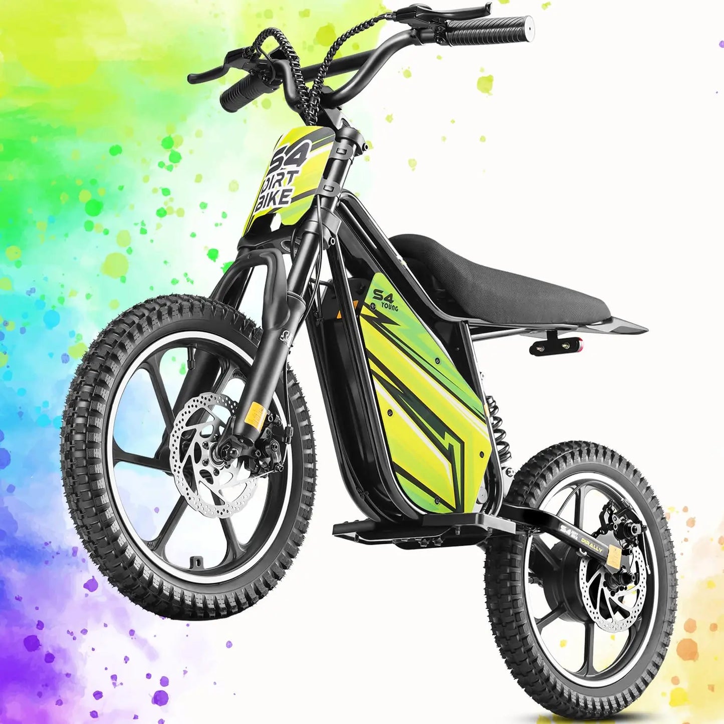 Zesty E-Bike Youth S4 Electric Dirt Bike for Kids 8+ – 800W Peak Motor, 3-Speed (Up to 18.6 MPH), 36V Battery, Steel Frame, Disc Brakes & Knobby Tires
