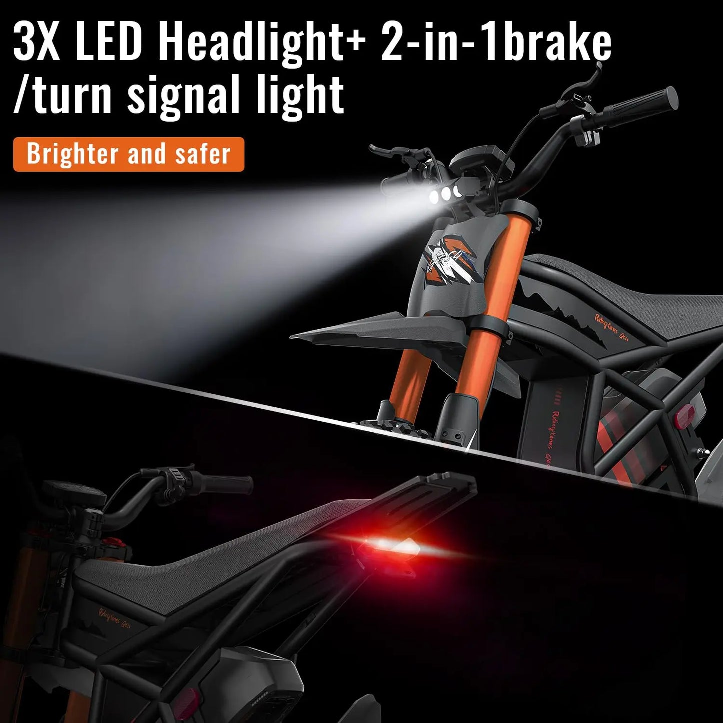 Zesty GT54 Electric Dirt Bike 2000W Motor 60V 25Ah 40 MPH Off-Road Hydraulic Suspension Motorcycle Tires Key Ignition 2-Year Warranty