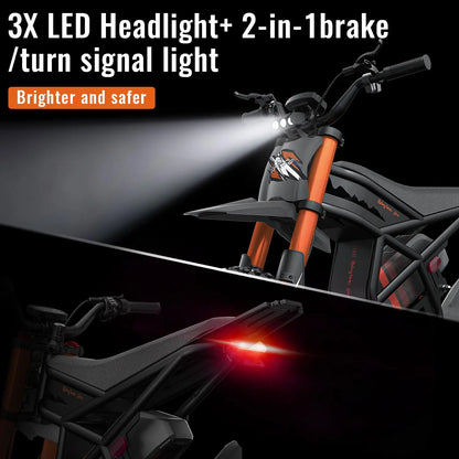 Zesty GT54 Electric Dirt Bike 2000W Motor 60V 25Ah 40 MPH Off-Road Hydraulic Suspension Motorcycle Tires Key Ignition 2-Year Warranty