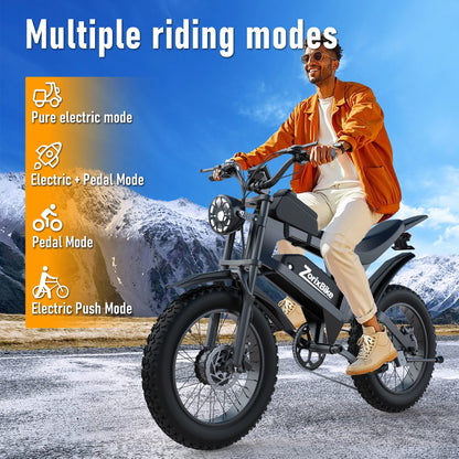 ZorixBike R8 Pro Electric Bike 3000W Motor 48V 20Ah Battery 20x4 Fat Tire 7-Speed All Terrain E-Bike
