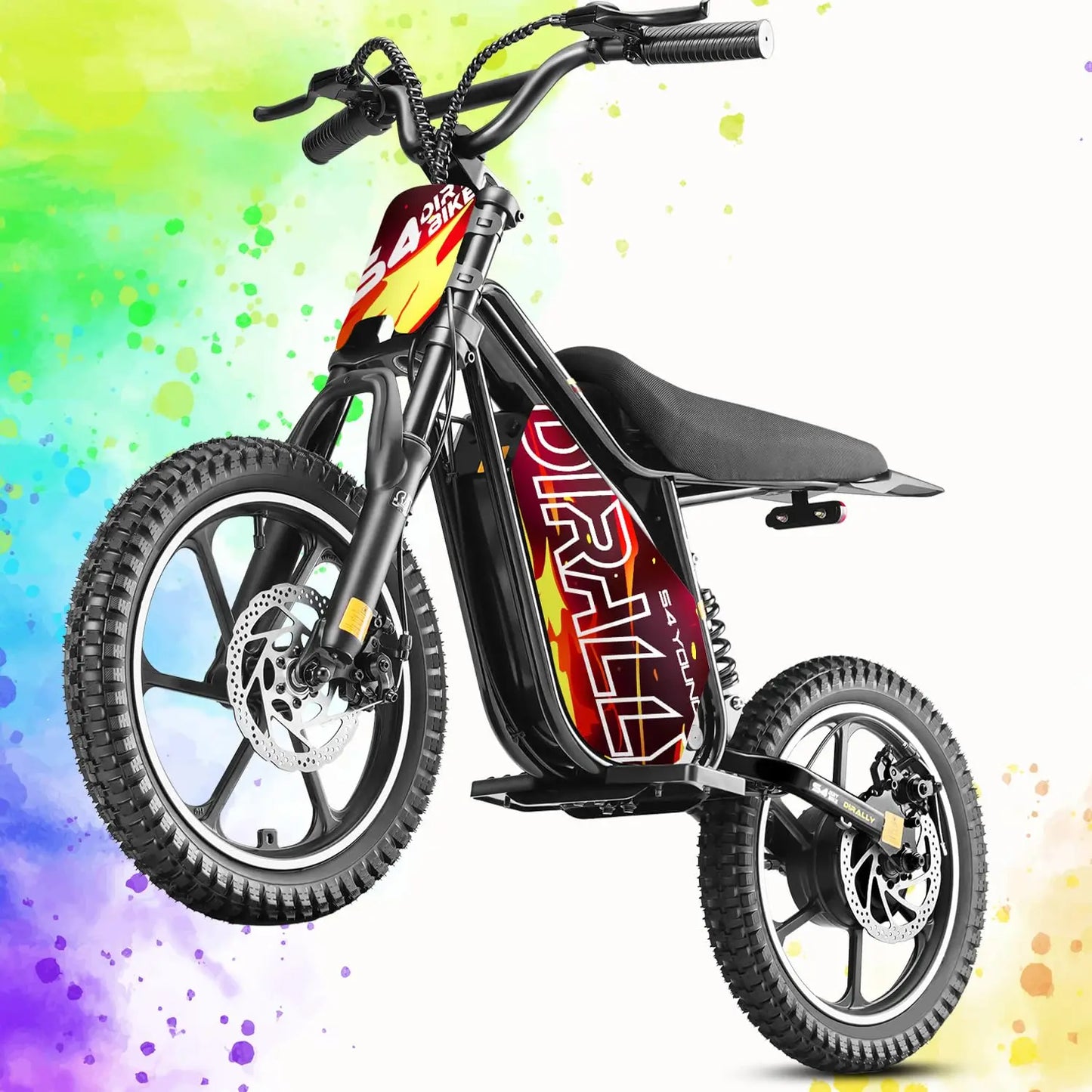 Zesty E-Bike Youth S4 Electric Dirt Bike for Kids 8+ – 800W Peak Motor, 3-Speed (Up to 18.6 MPH), 36V Battery, Steel Frame, Disc Brakes & Knobby Tires