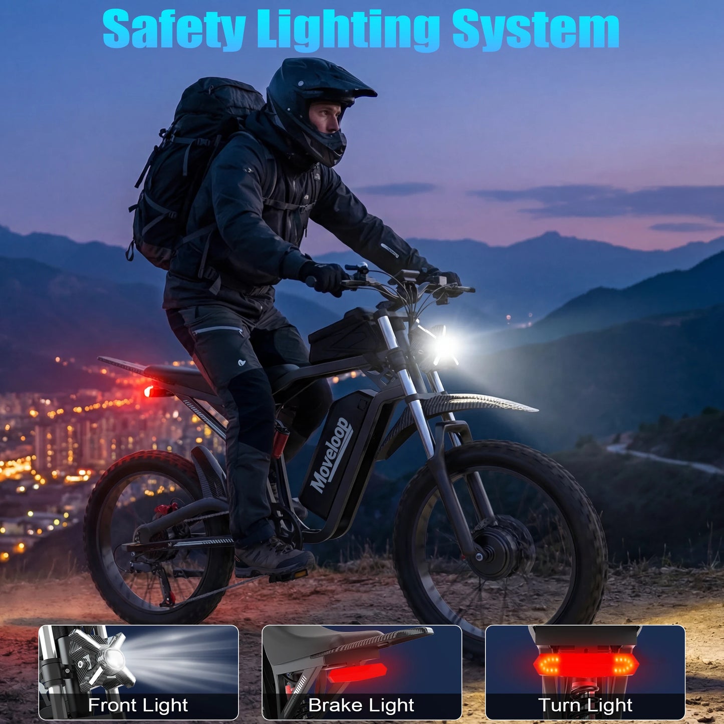 Moveloop T1 Ultra Electric Bike 3000W Motor 48V 20Ah Battery 17 Inch Off-Road Tires 7-Speed E-Bike