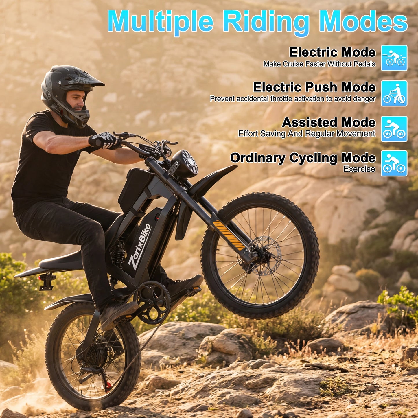 ZorixBike R8 Pro Electric Bike 3000W Motor 48V 20Ah Battery 20x4 Fat Tire 7-Speed All Terrain E-Bike
