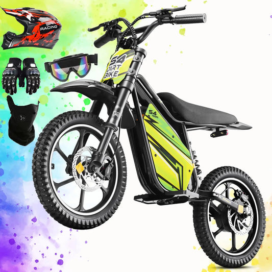 Zesty E-Bike Youth S4 Electric Dirt Bike for Kids 8+ – 800W Peak Motor, 3-Speed (Up to 18.6 MPH), 36V Battery, Steel Frame, Disc Brakes & Knobby Tires