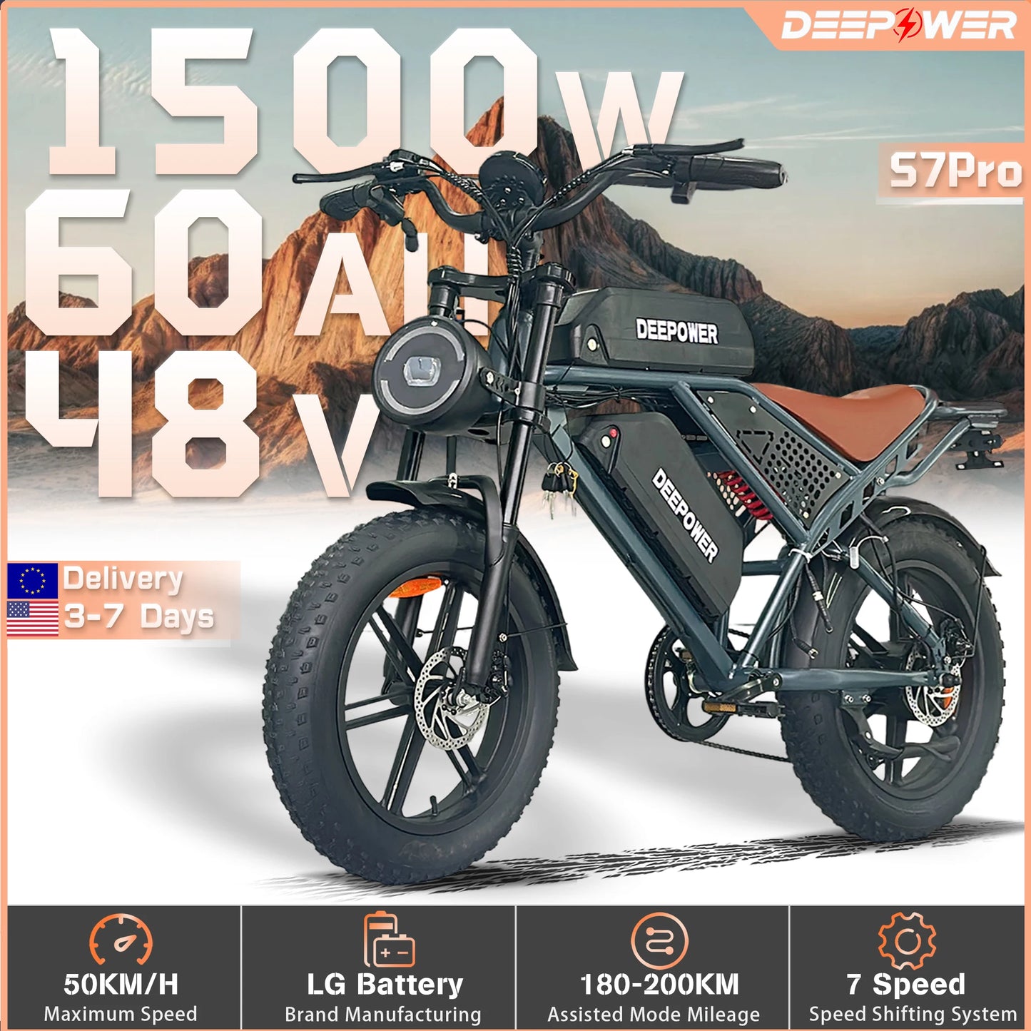 S7 Pro Off-Road Electric Bike — 1500W All-Terrain Power (50% OFF Limited Time)