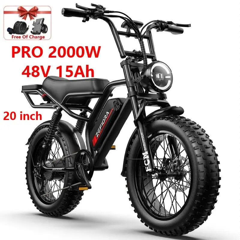 2000W Electric Bike 48V Battery 20/26 Inch Aluminum Frame 30-50 KMH Electric Bicycle