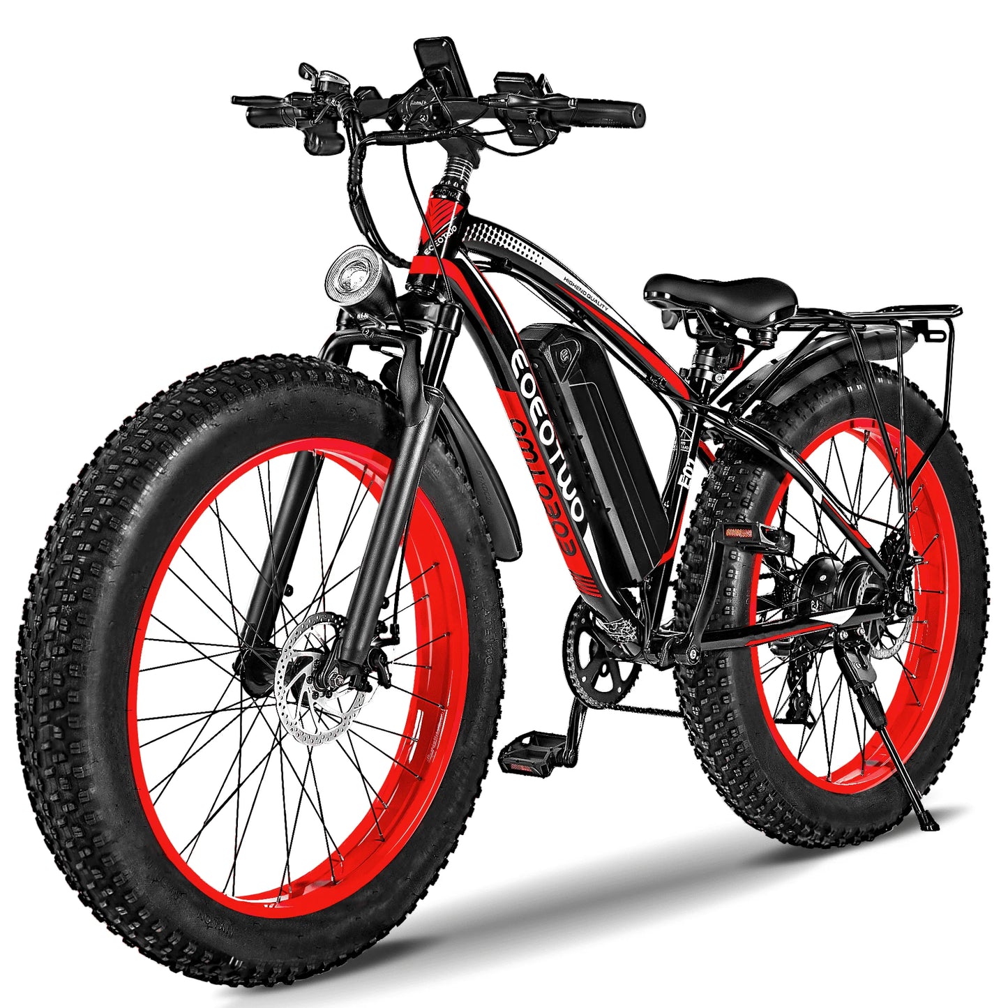 E01 Electric Bike 26x4 Fat Tire 48V 15Ah Battery Front Suspension 400 lb Capacity Aluminum Frame UL 2849 Certified