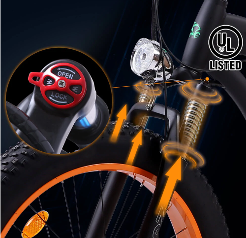 Certified-Ecotric Hammer Electric Fat Tire Beach Snow Bike - Orange