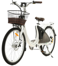 Thumbnail for Ecotric 26inch White Lark Electric City Bike For Women with basket and rear rack