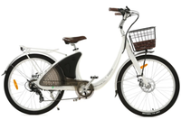 Thumbnail for Ecotric 26inch White Lark Electric City Bike For Women with basket and rear rack